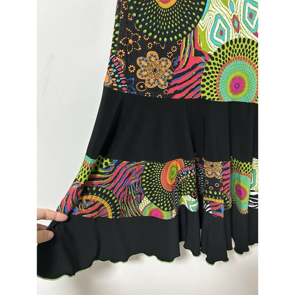Joseph Ribkoff Artsy Dress Laganenloook Vintage Colorful Print Patchwork Size 12 - Picture 4 of 8